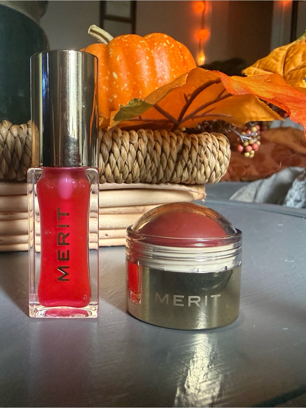 MERIT Cream Blush & Gloss Duo — Vibrant Red